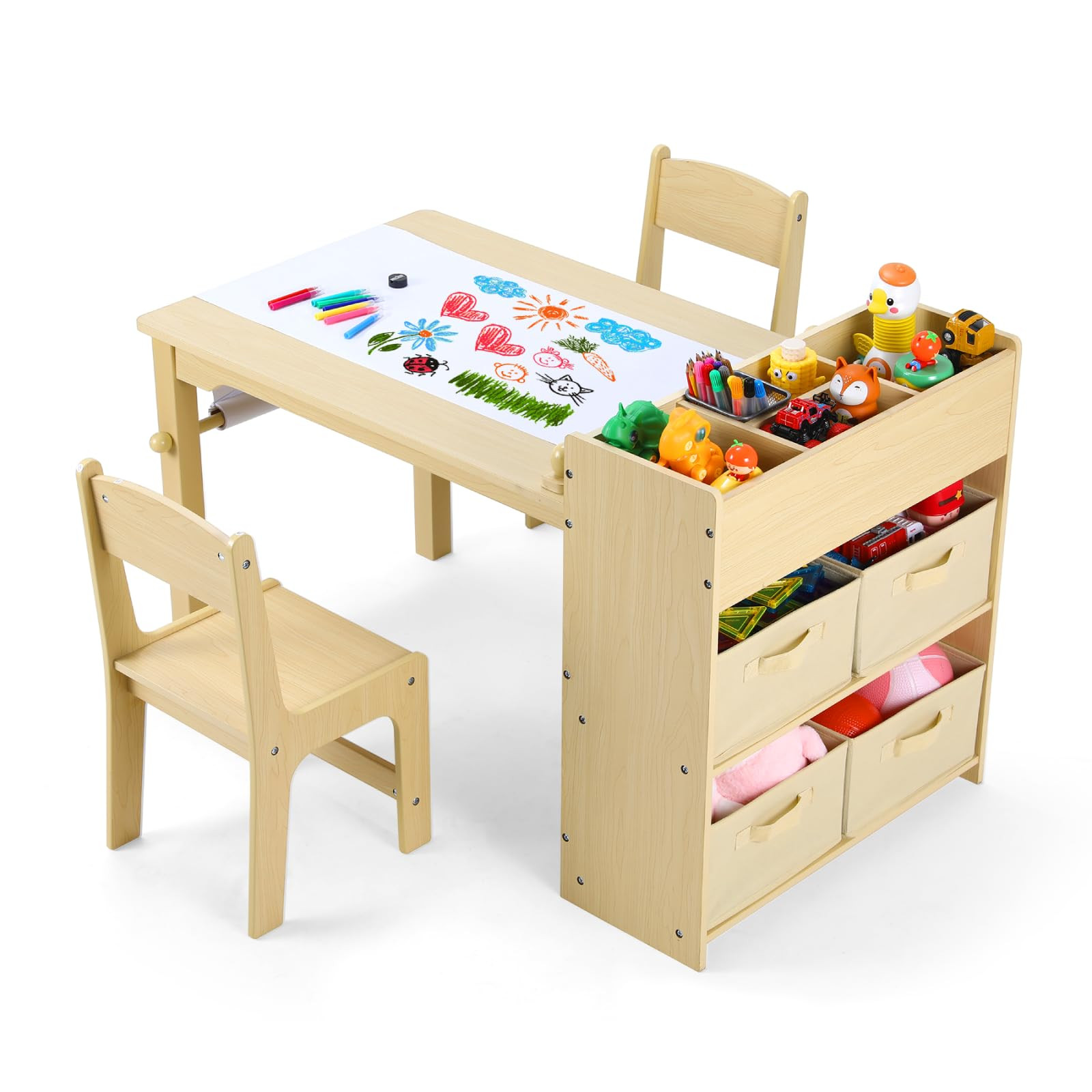 Arlopu Kids Art Table and 2 Chairs Set, Large Size Toddler Wood Activity Table, Sturdy Drawing De... | Amazon (US)