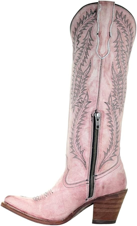 Corral Ladie's Rose Embroidery Tall TOP, Snip Toe, Leather Sole, Urban, E1447 | Amazon (US)