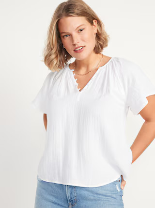 Flutter-Sleeve Embroidered Swing Blouse for Women | Old Navy (US)