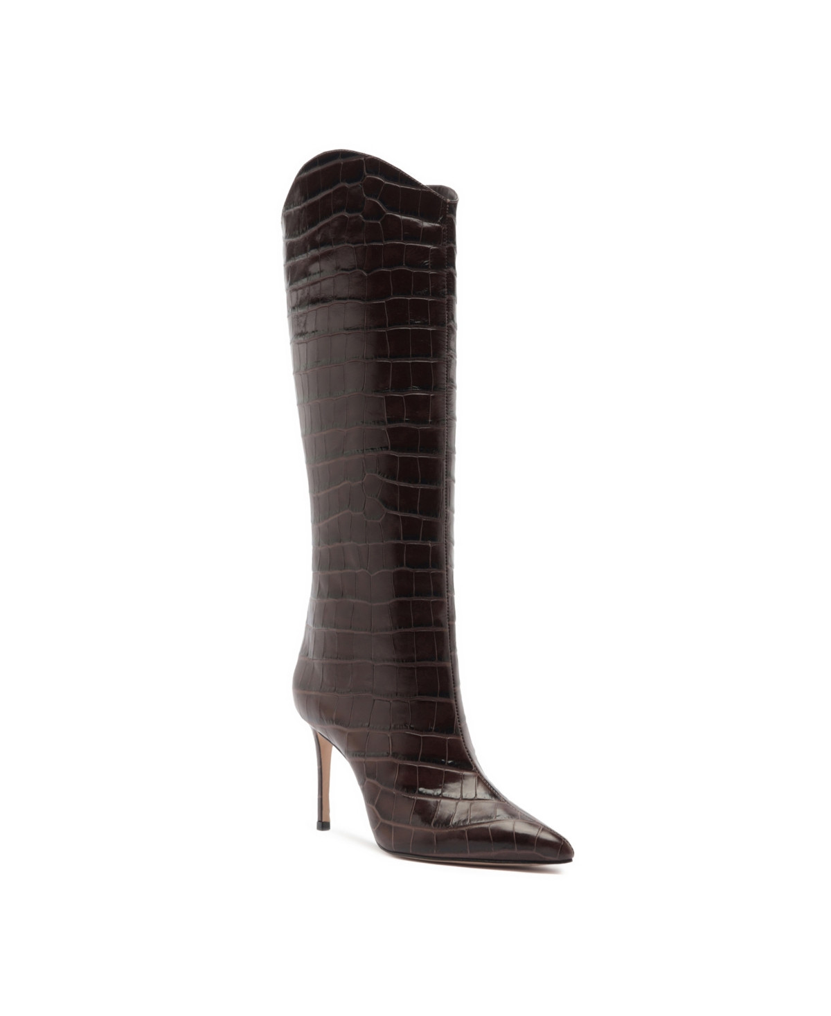 Schutz Women's Maryana Crocodile Embossed Knee High Stiletto Leather Boots - Root Brown | Macy's