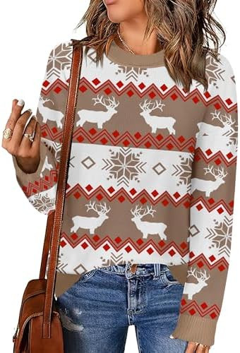 Zeagoo Womens Crewneck Pullover Sweater Long Sleeve Knit Side Slit 2025 Fall Winter Sweater Tops | Amazon (US)