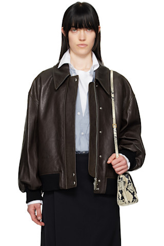 Brown Shelman Leather Jacket | SSENSE
