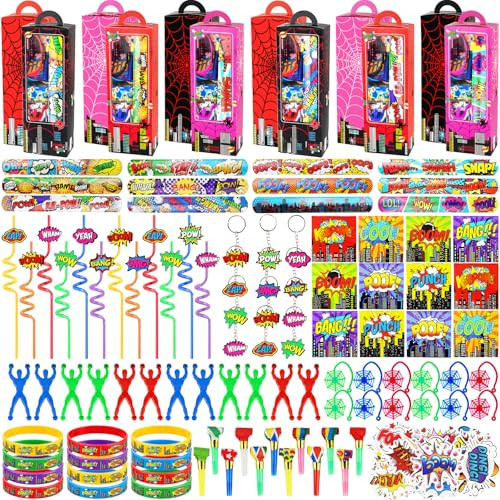 208 Pcs Spider Theme Party Favors Pack - For 12 Kids , Goodie Bag Stuffers | Amazon (US)