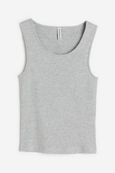 Débardeur côtelé en coton - Gris clair chiné - FEMME | H&M FR | H&M (FR, IT, ES, PT, BE)