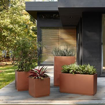 Cityscape Galvanized Steel Planters - Copper | West Elm (US)
