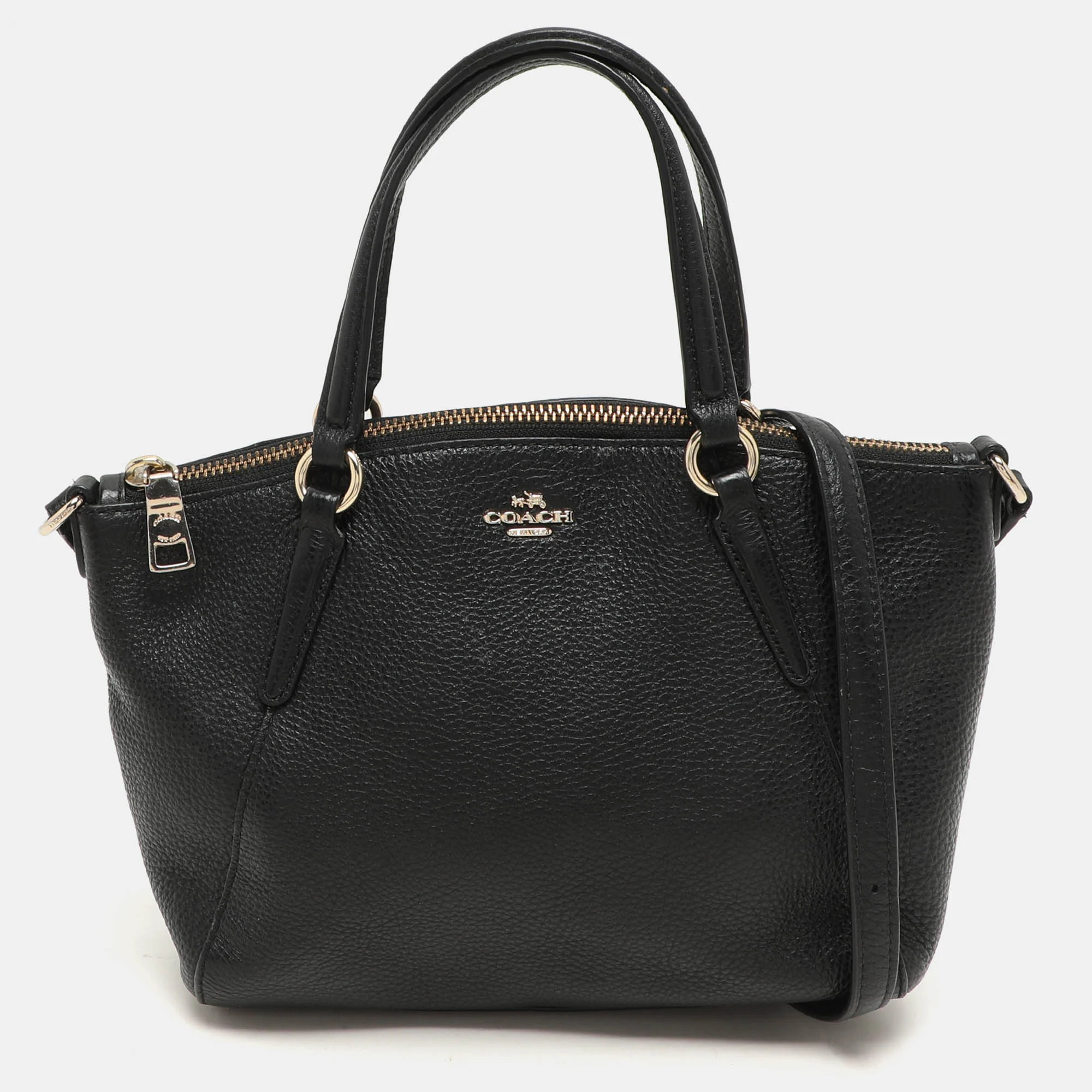 Coach Black Leather Mini Kelsey Satchel | Shop Simon