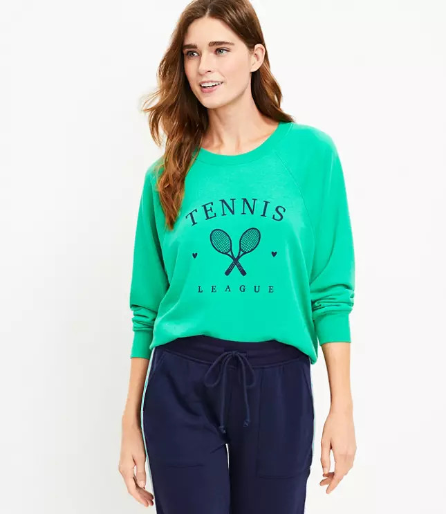 Lou & Grey Tennis League Cozy Cotton Terry Sweatshirt | LOFT