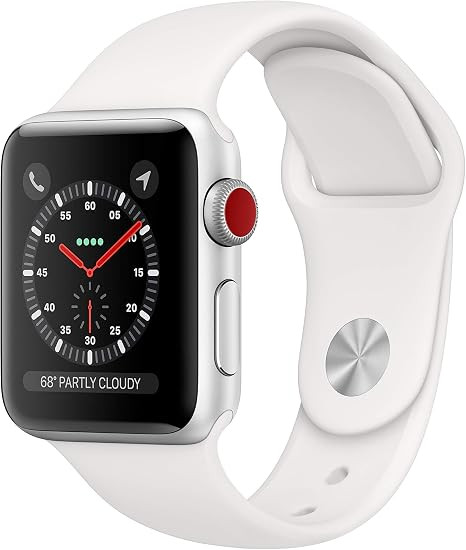 Apple Watch Series 3 (GPS + Cellular, 38mm) - Silver Aluminum Case with White Sport Band | Amazon (US)