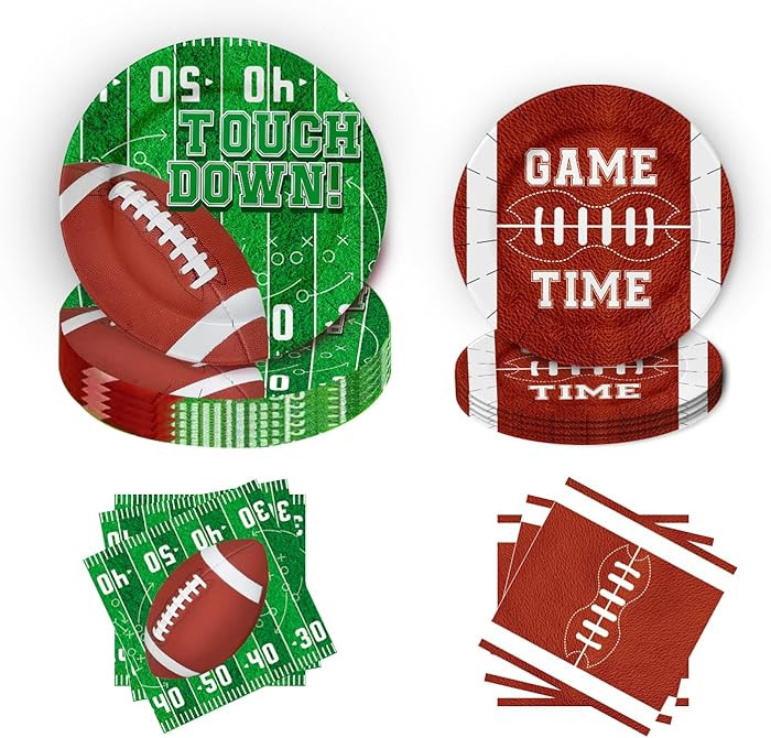 Football Paper Plates and Napkins Set 150 Count,Heavy Duty 10" and 7" Disposable Plates Serve 50 ... | Amazon (US)