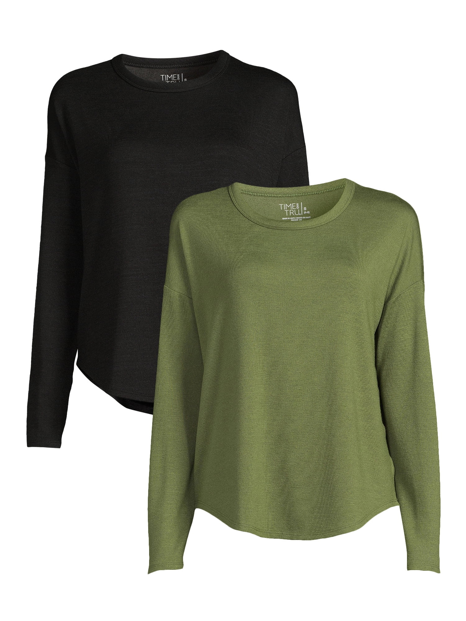 Time and Tru Women's Long Sleeve Hacci Top (2 Pack) - Walmart.com | Walmart (US)
