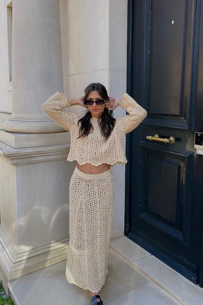 VRG GRL Oasis Crochet Midi Skirt // Natural | VRG Grl