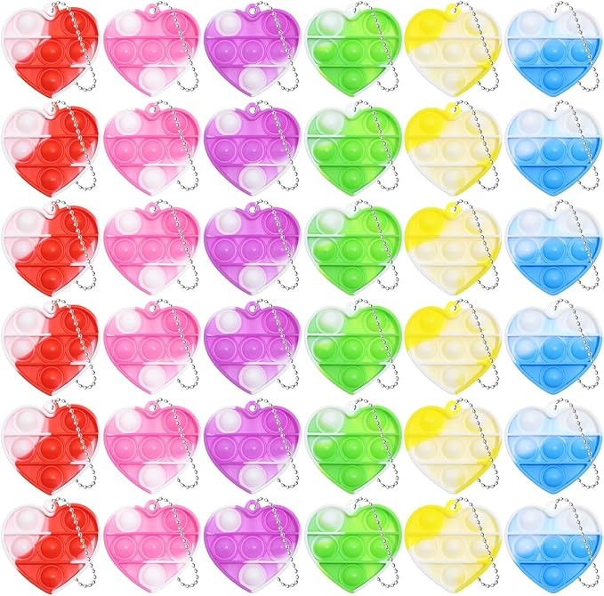 36Pcs Mini Heart Pop Fidget Toys Bulk - Valentines Day Gifts for Kids Classroom - Mini Pop Heart ... | Amazon (US)