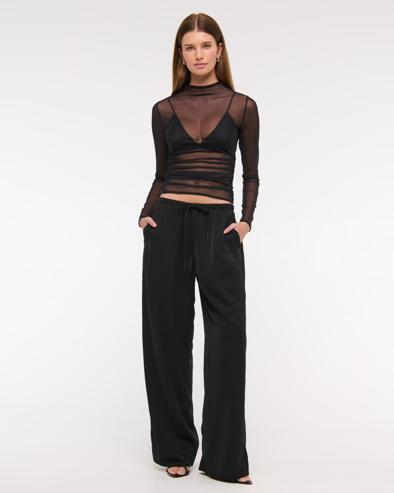 Women's Drapey Wide Leg Pull-On Pant | Women's Bottoms | Abercrombie.com | Abercrombie & Fitch (UK)