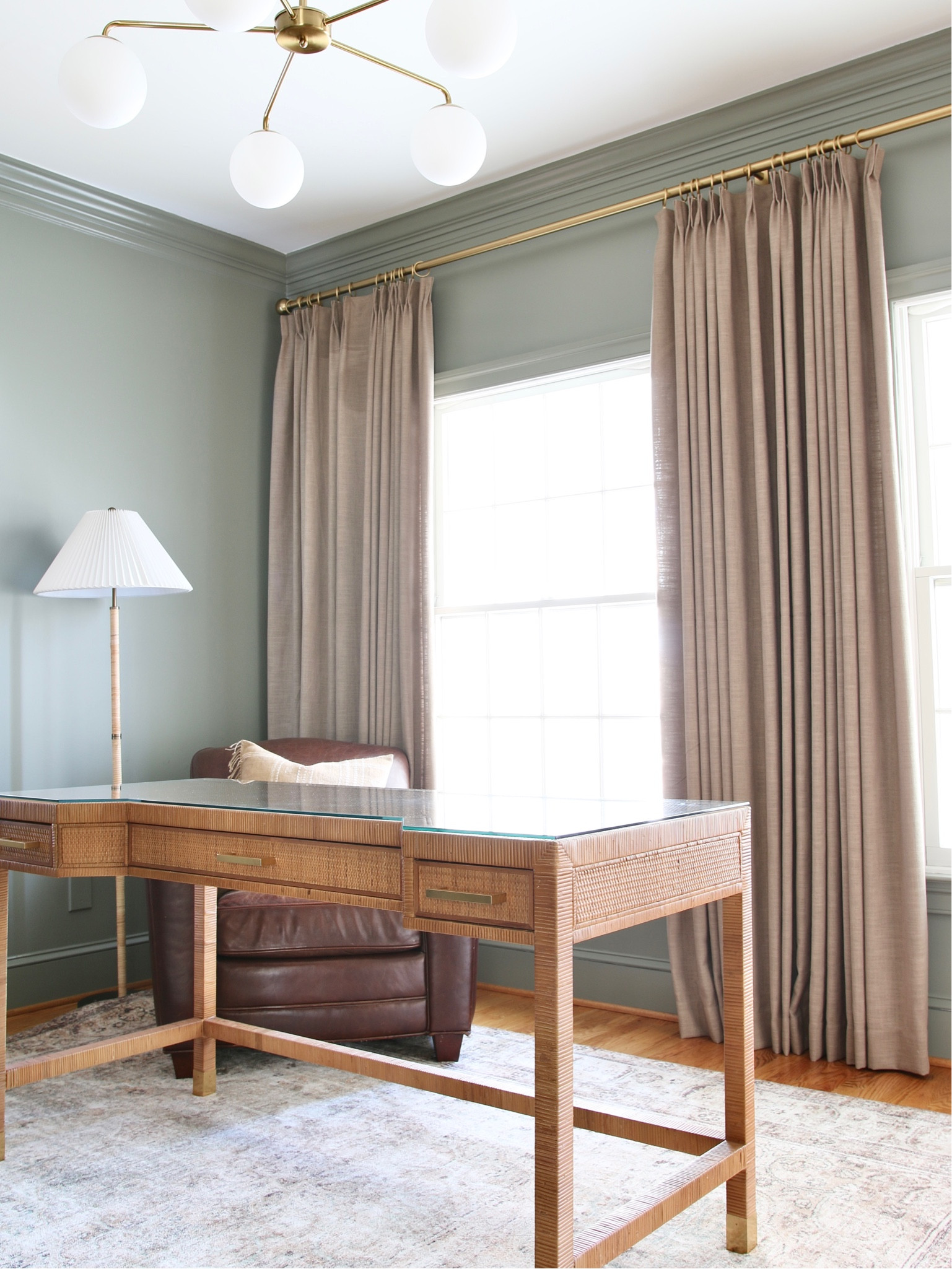 This was my original office design - a classic look.
It includes the Serena and Lily Balboa desk, and the traditional Amazon pinch pleated drapes 

#LTKhome #LTKstyletip #LTKFind