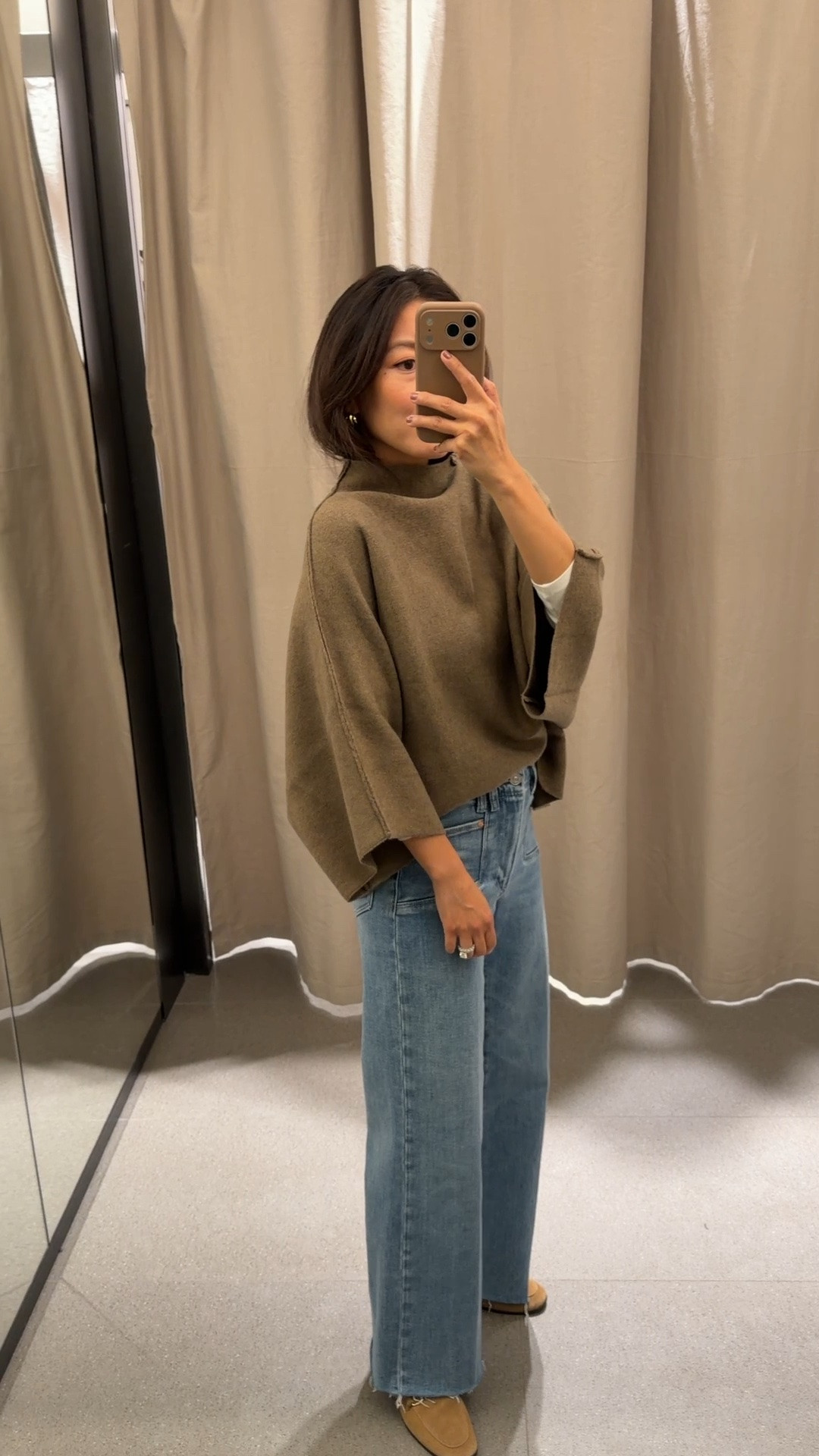 Trying Zara poncho Small, they have extra small online. Paige jeans size 24 regular.