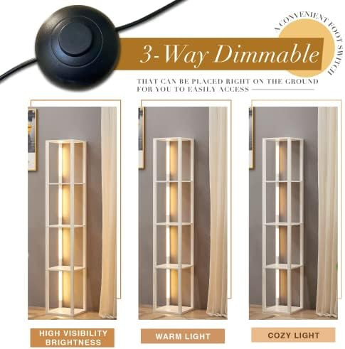 FENLO 64" Luxury Display Shelf with LED Floor Lamps for Living Room, Sturdy Corner Shelf Curio Ca... | Amazon (US)