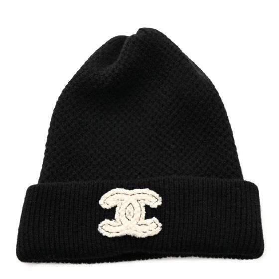 Chanel Cashmere CC Logo Beanie Hat Black | FASHIONPHILE (US)