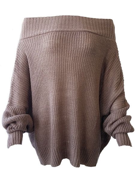 'Nana' Off The Shoulder Loose Knit Slouchy Sweater (5 Colors) | Goodnight Macaroon