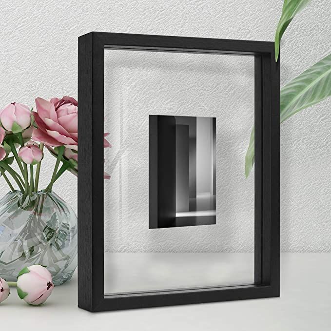 Afuly 8 x10 Floating Frames with Real Glass, Black Picture Frame Double Sided Glass Display 4x6 5... | Amazon (US)