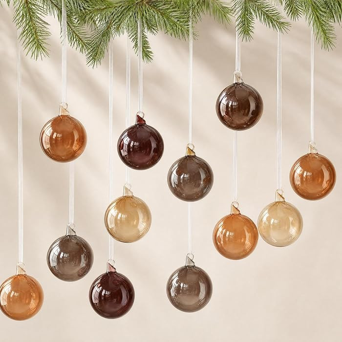 12pcs Old Money Christmas Ball Ornaments Glass Bauble, Translucent | Amazon (US)