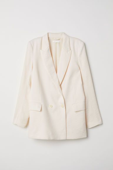 H & M - Double-breasted Jacket - White | H&M (US)
