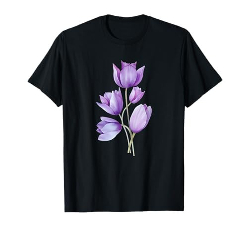 Purple Tulip Flower Tulip House Plant Line Drawing Flower T-Shirt | Amazon (US)