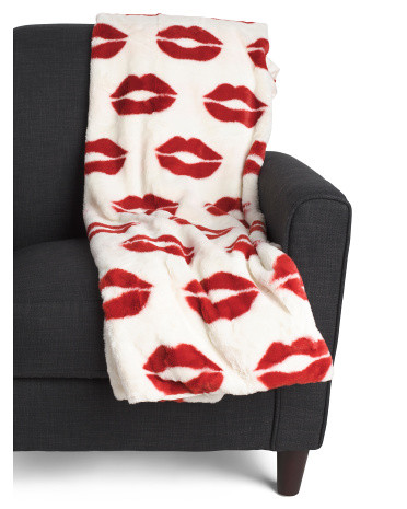 Faux Fur Lips Throw | TJ Maxx