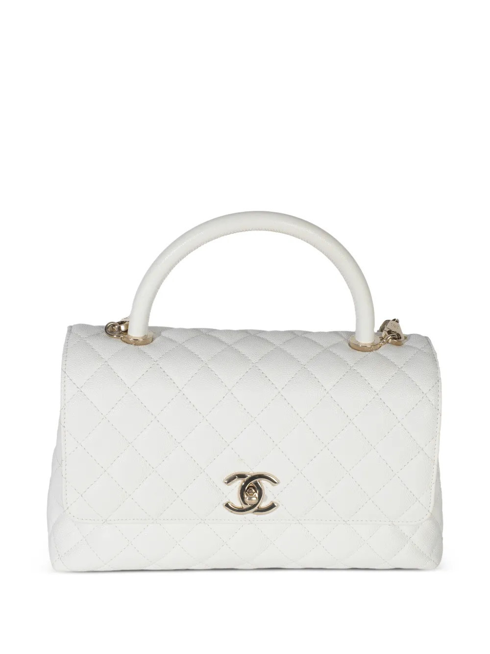 CHANEL Pre-Owned Coco medium top handle handbag - White | Farfetch Global
