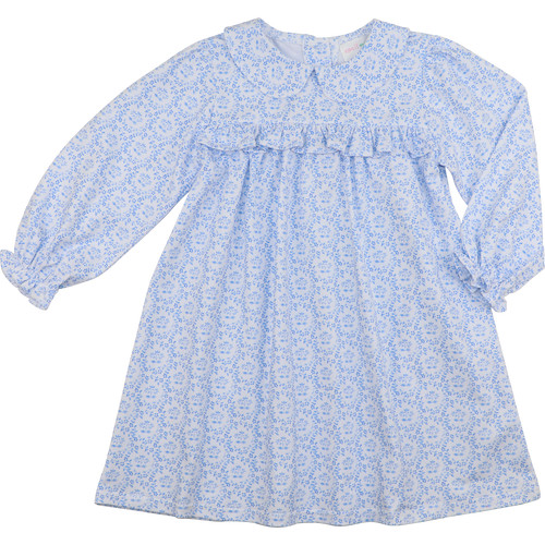 Blue Floral Knit Ruffle Dress | Cecil and Lou
