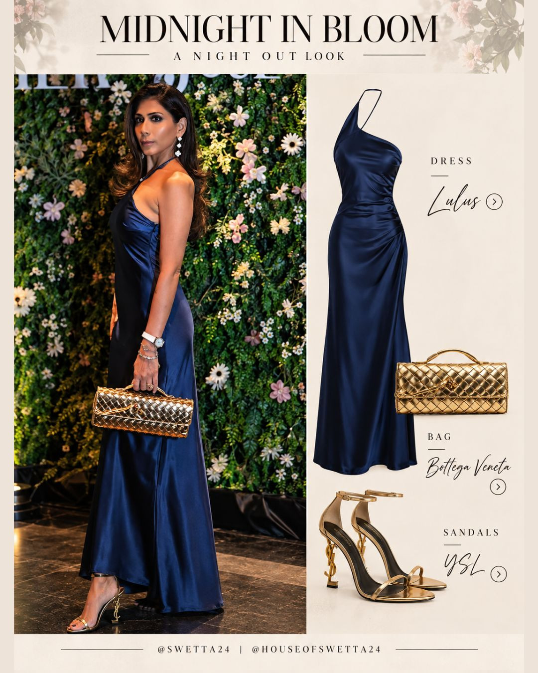 MIDNIGHT IN BLOOM 🌿✨

A little evening glamour in deep blue satin, finished with a statement Bottega Veneta bag and Saint Laurent sandals. Elegant, feminine, and made for a beautiful night out. 💙✨

Dress — @lulus | Bag — @bottegaveneta | Sandals — @ysl 

 #LTKgrwm #LTKvlog #LTKSeasonal