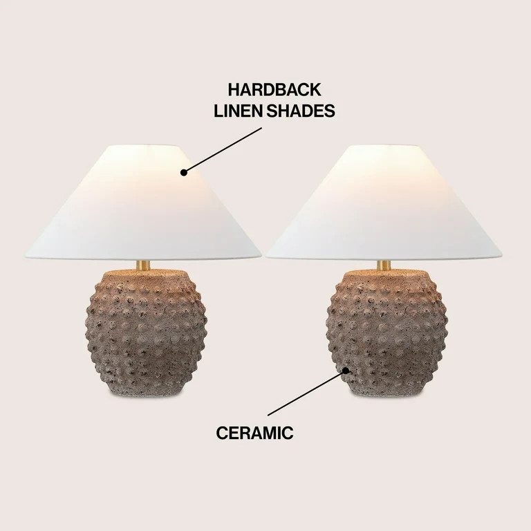 JONATHAN Y Effie 18.25" Minimalist Scandinavian Ceramic/Iron Hobnail LED Table Lamp, Matte Taupe ... | Walmart (US)