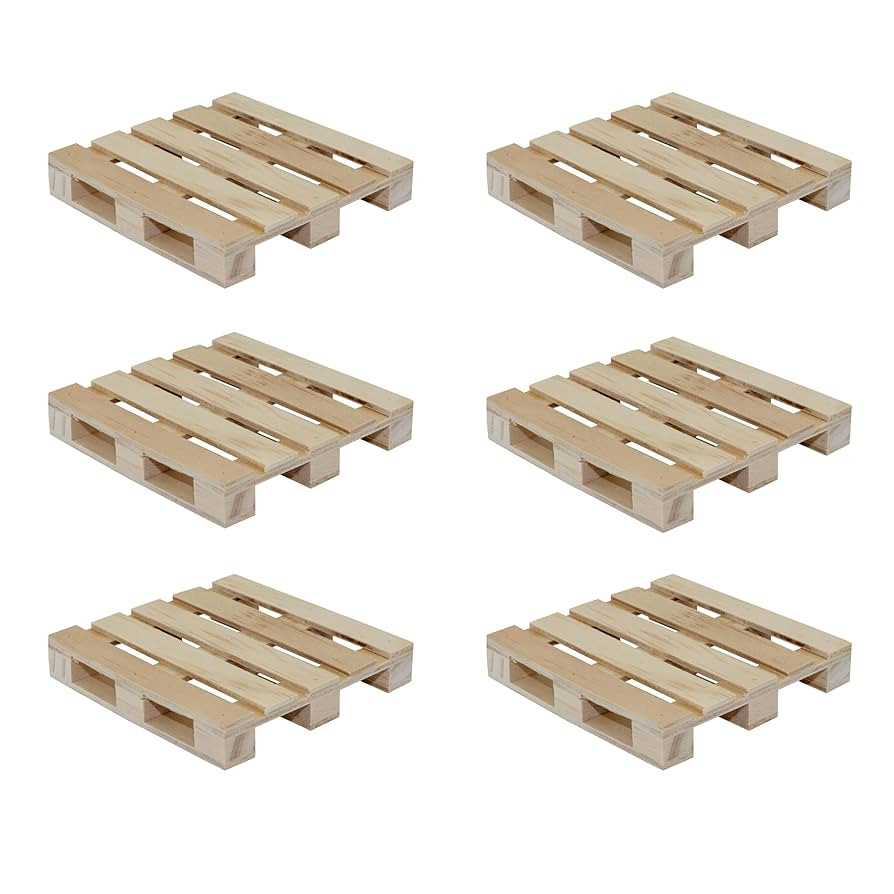 Creative Hobbies 6-Pack Mini Wood Pallet Coasters for Beverages, Hot and Cold Drinks, Mini Buildi... | Amazon (US)