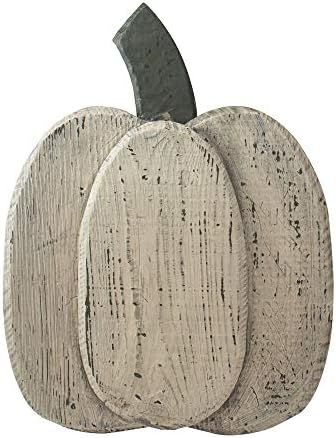 Northlight 14.5" Large White Wooden Thanksgiving Pumpkin with Stem | Amazon (US)