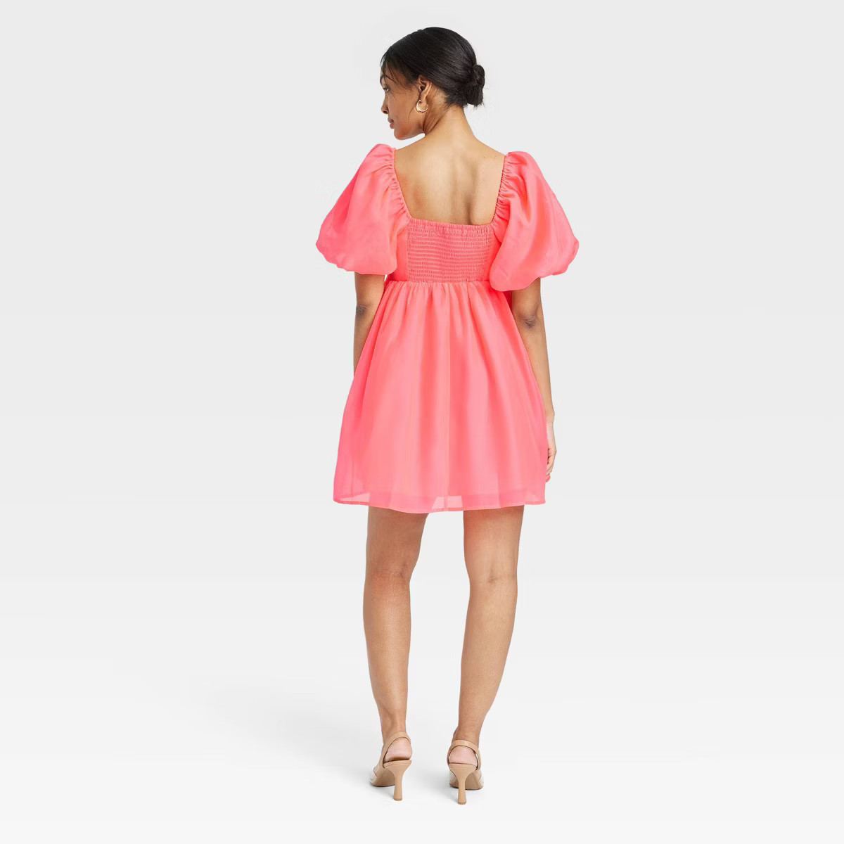 Women's Balloon Short Sleeve Organza Baby Doll Dress - A New Day™ | Target