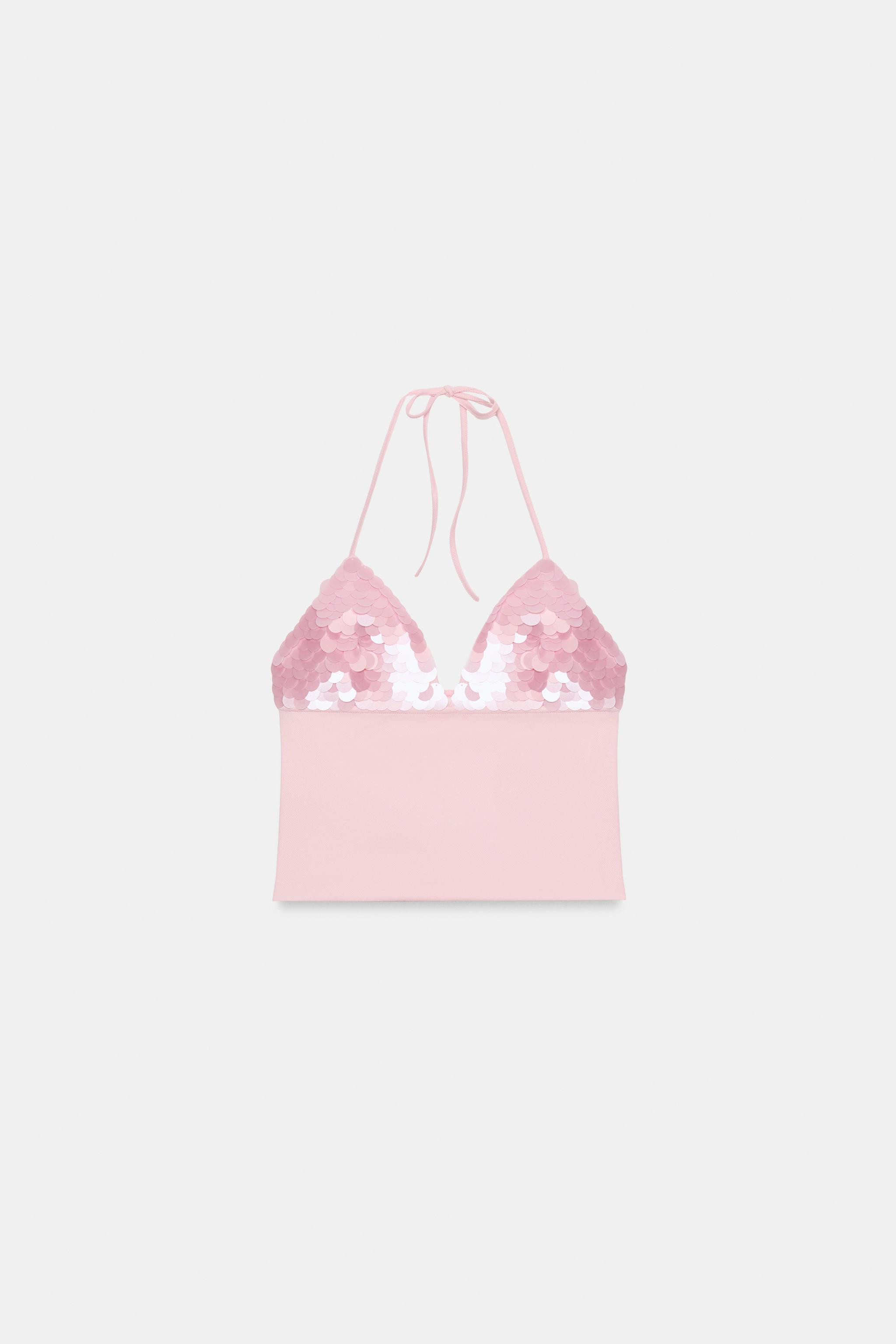 HALTER TOP WITH SEQUINS | Zara UK