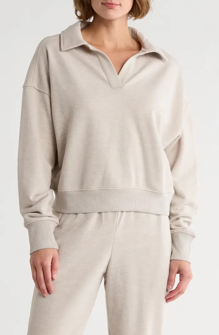 90 DEGREE BY REFLEX French Terry Chill Mode Polo Sweatshirt | Nordstromrack | Nordstrom Rack