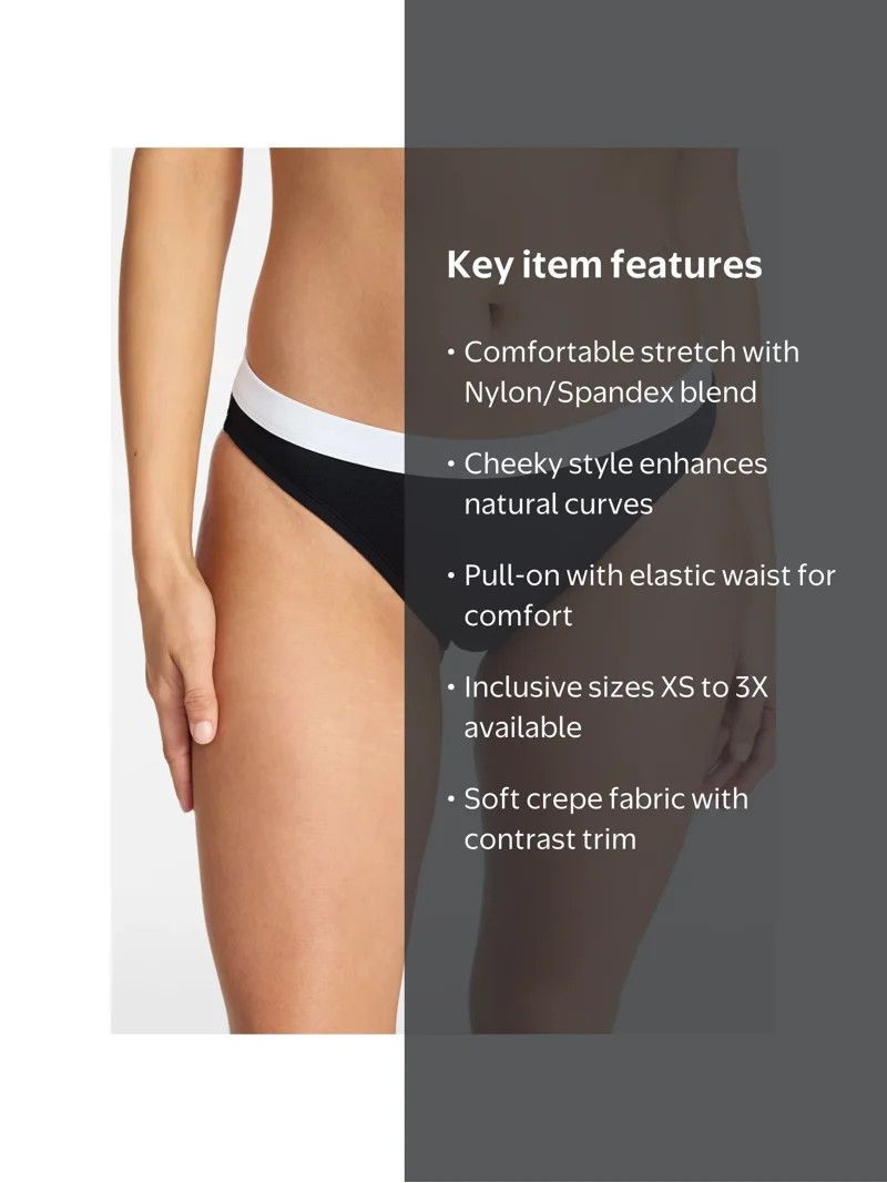Time and Tru Women's and Women's Plus Size Contrast Banded Bikini Bottoms, Sizes XS-3X | Walmart (US)