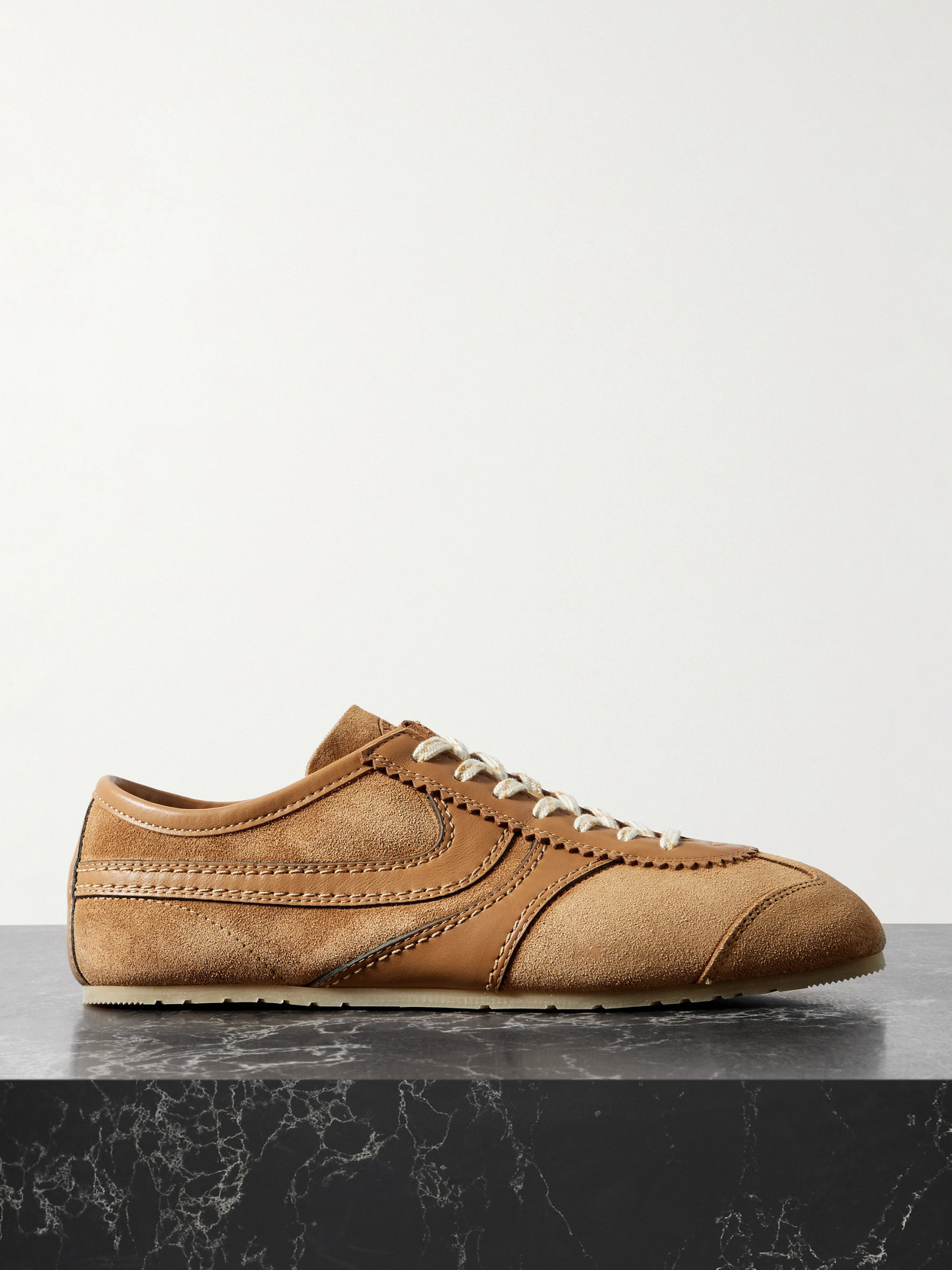 Dries Van Noten - Leather-trimmed Suede Sneakers - Brown | NET-A-PORTER (US)