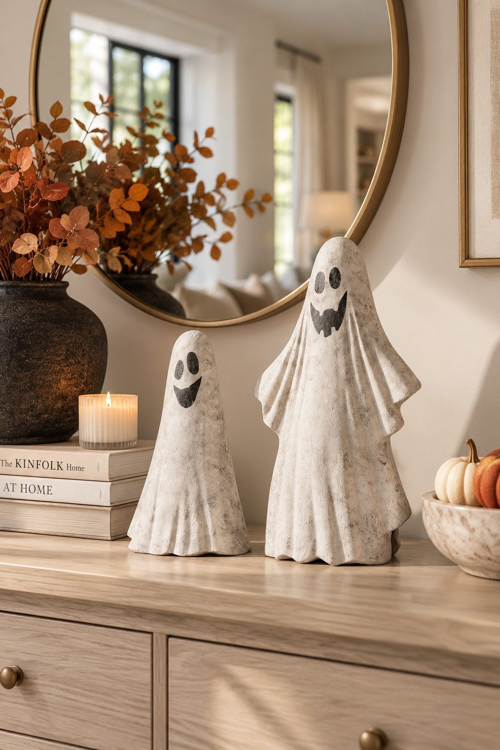 If you want your front porch to feel festive without going full haunted house, these Birch Lane Halloween finds are so good 👻 The Lenay Rustic White Metal Scarecrow, Paola Painted Twig Ghost, Hanging Ghost Wind Chimes, and Giant Hairy Spiders add just enough spooky personality while still looking really cute with pumpkins and fall mums. #HalloweenPorchDecor #BirchLaneFinds #HalloweenOutdoorDecor #PorchDecor #GhostDecor #ScarecrowDecor #HalloweenYardDecor #FallPorchIdeas #SpookySeason #HalloweenDecorations 

 #LTKSeasonal #LTKHome #LTKSaleAlert