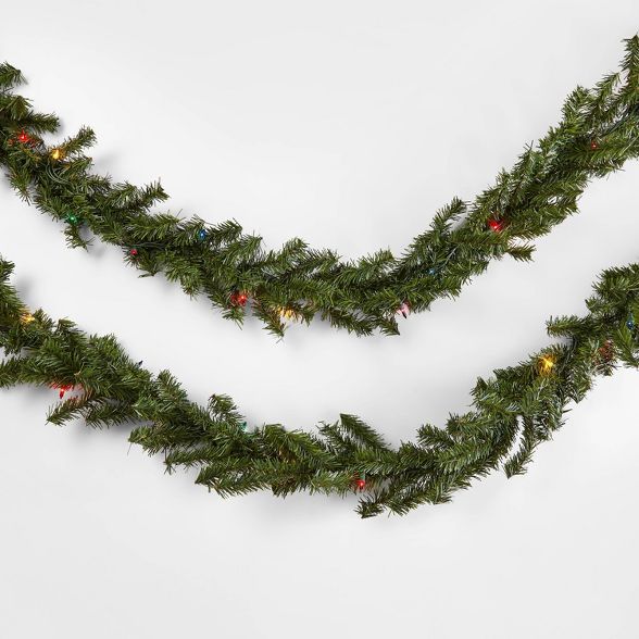 18' Pre-lit Artificial Pine Christmas Garland with Multicolored Lights - Wondershop™ | Target