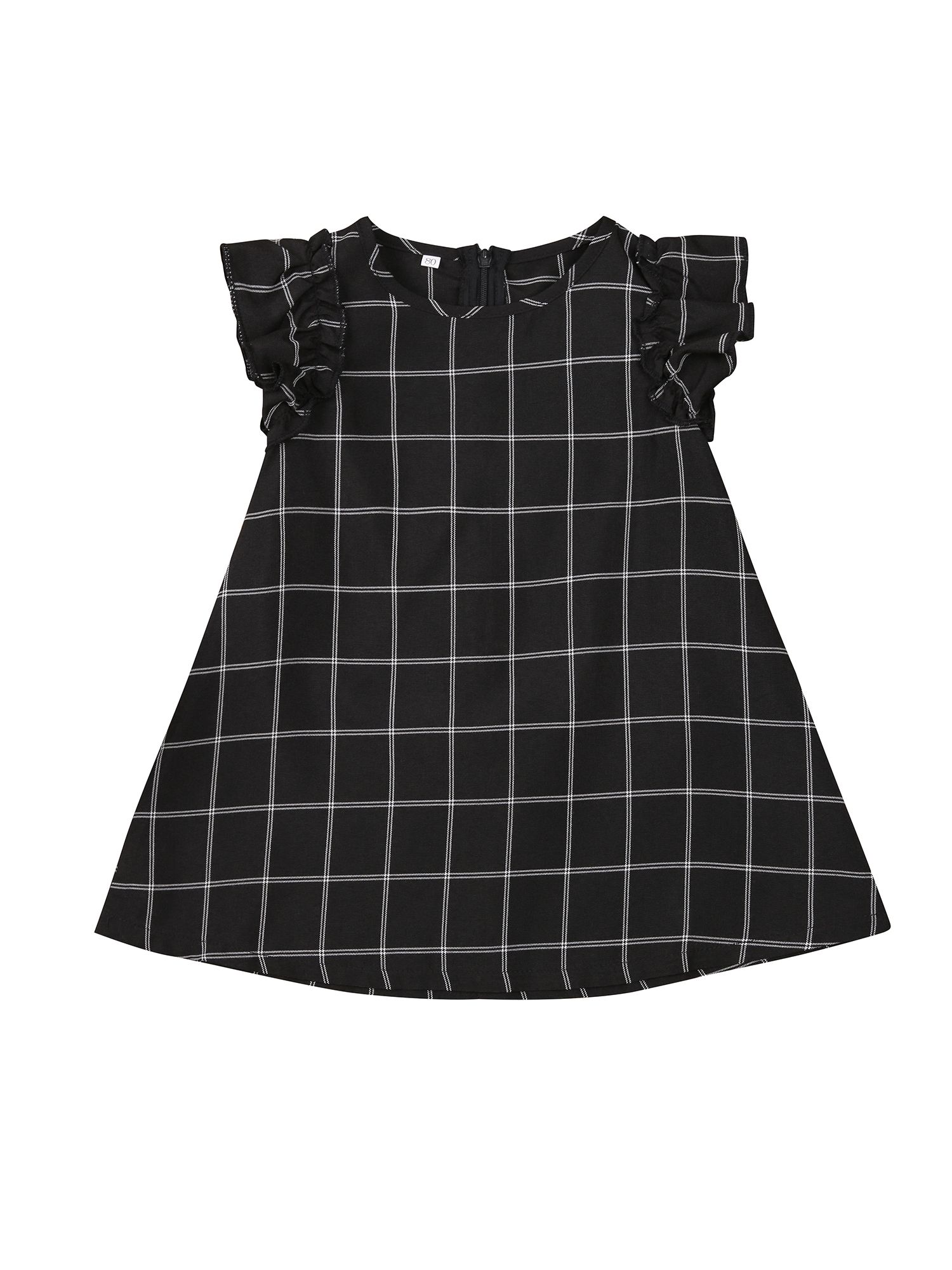 Calsunbaby Kids Summer Fashion Dress Little Girls Chic Plaid Print Fly Sleeve Round Collar Loose ... | Walmart (US)