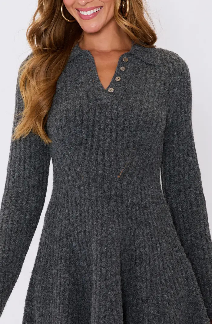Ember Long Sleeve Polo Sweater Minidress | Nordstrom