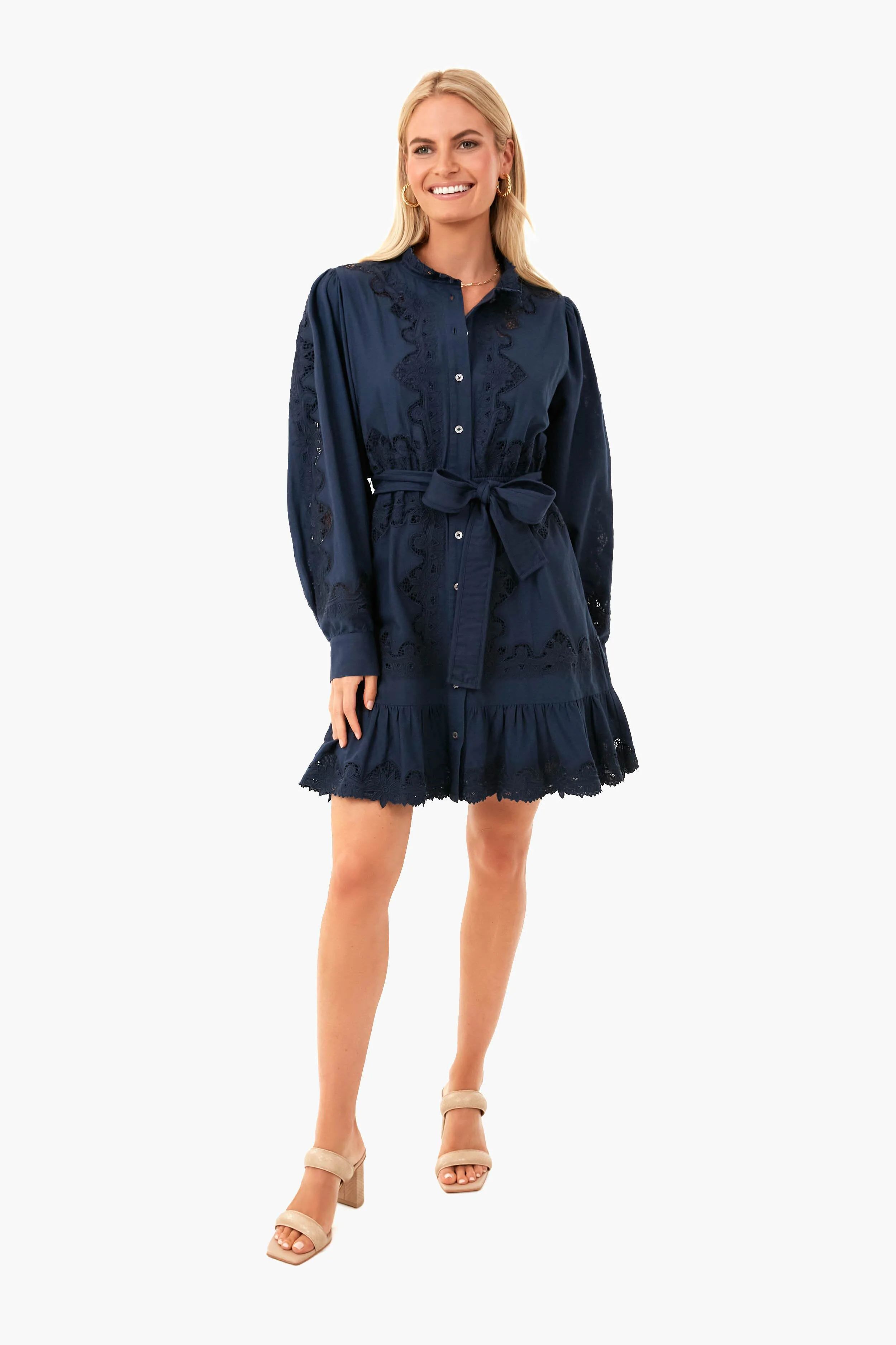 Night Anita Eyelet Longsleeve Button Down Dress | Tuckernuck (US)