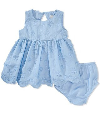 Rare Editions Baby Girls Sleeveless Three-Dimensional Flower-Embroidered Fit & Flare Dress | Dill... | Dillard's