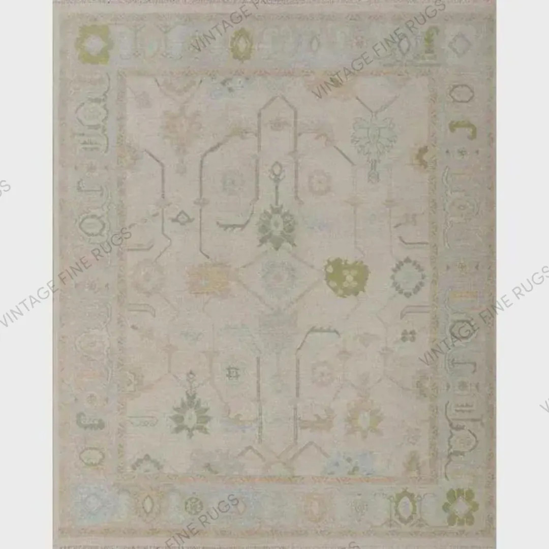 Modern Hand-knotted Oushak Rug in Muted Sage & Sky Blue | 4x6 Wool Area Rug | Soft Pastel Antique... | Etsy (US)