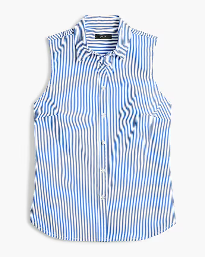 Sleeveless signature fit shirt in banker stripe | J.Crew Factory