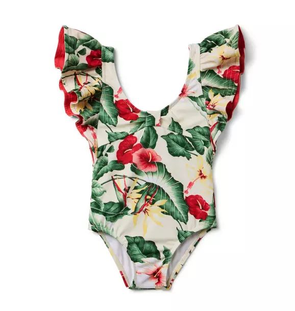 Recycled Tropical Floral Ruffle Sleeve Swimsuit | Janie and Jack