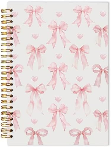 Pastel Pink Bow Notebook, Coquette Bow Journal, Preppy Aesthetic Notebooks for Women, Coquette Gi... | Amazon (US)