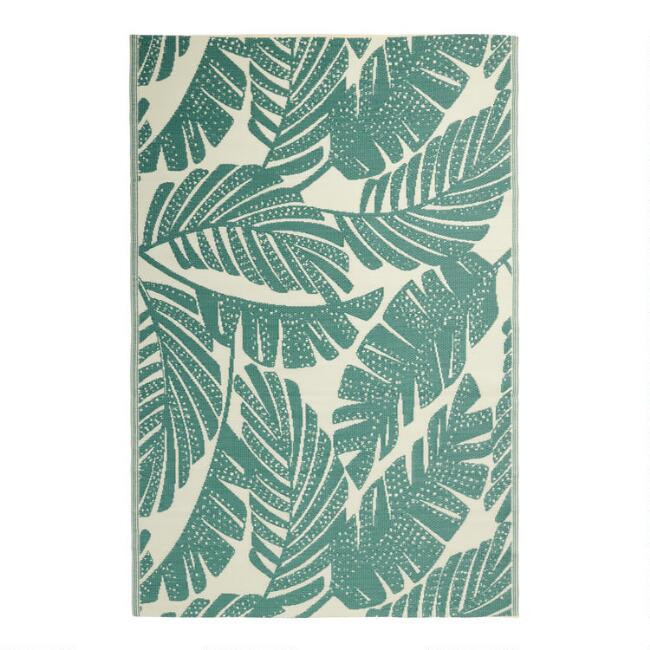 Rio Green Palm Leaves Reversible Indoor Outdoor Floor Mat | World Market