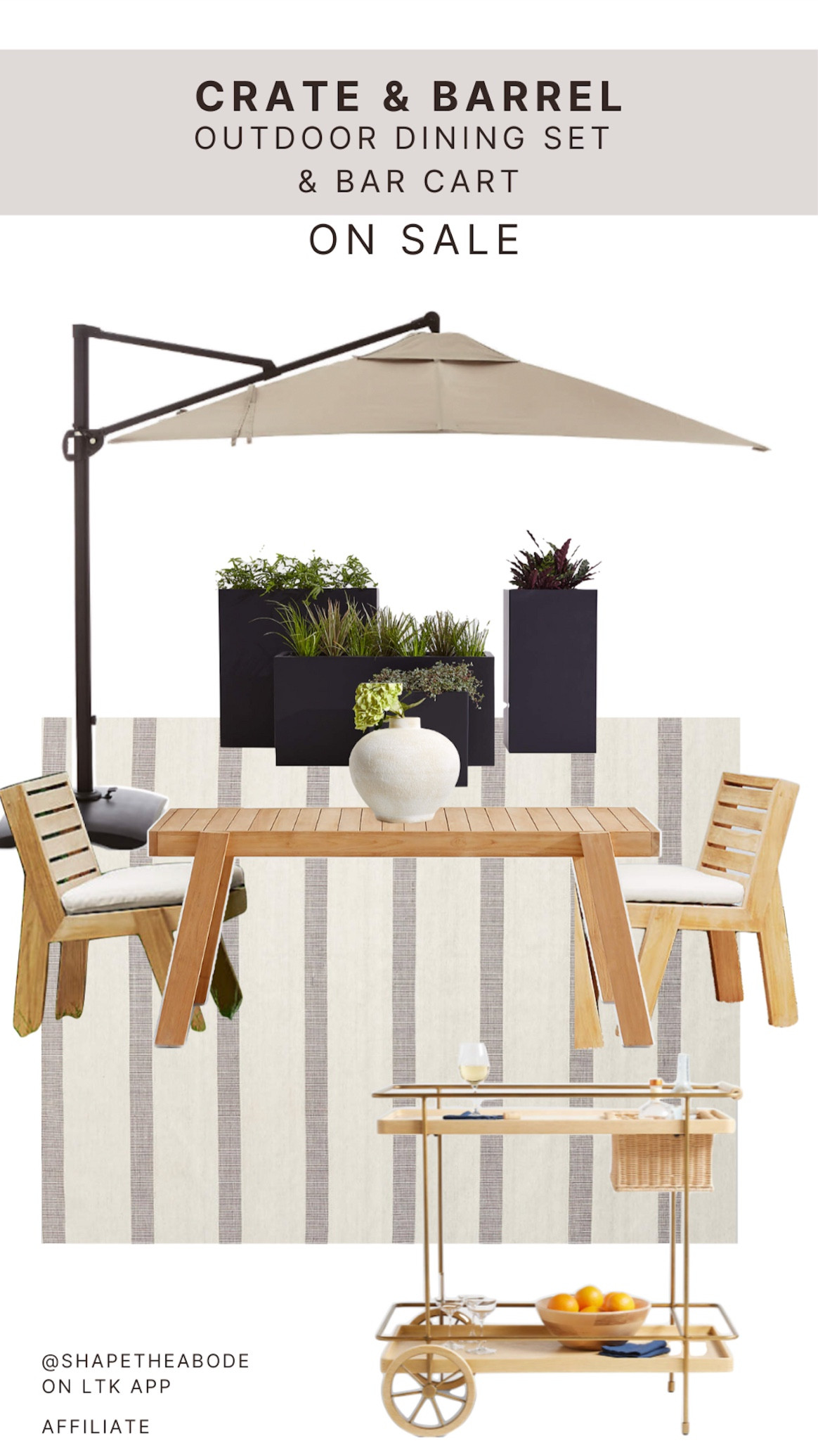 Outdoor dining table on sale
Outdoor dining chairs 
Outdoor rug
Outdoor planters

#LTKHome #LTKFallSale #LTKSaleAlert